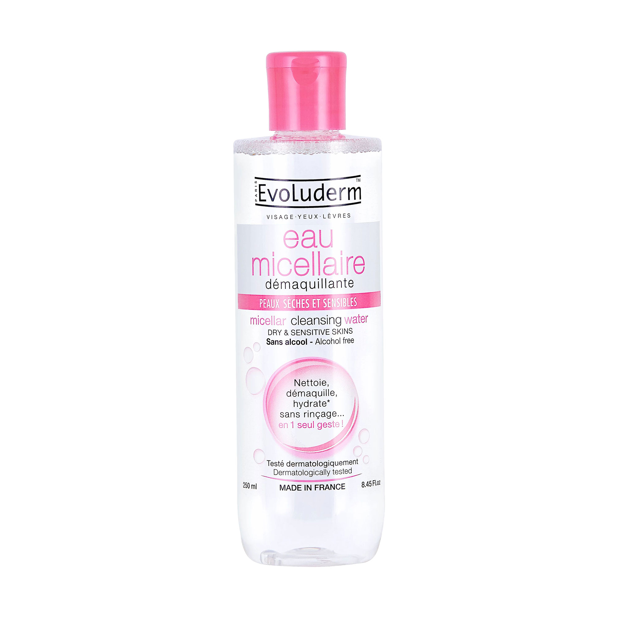 Очищувальна міцелярна вода Evoluderm Micellar Cleansing Water для сухої та чутливої шкіри, 250 мл